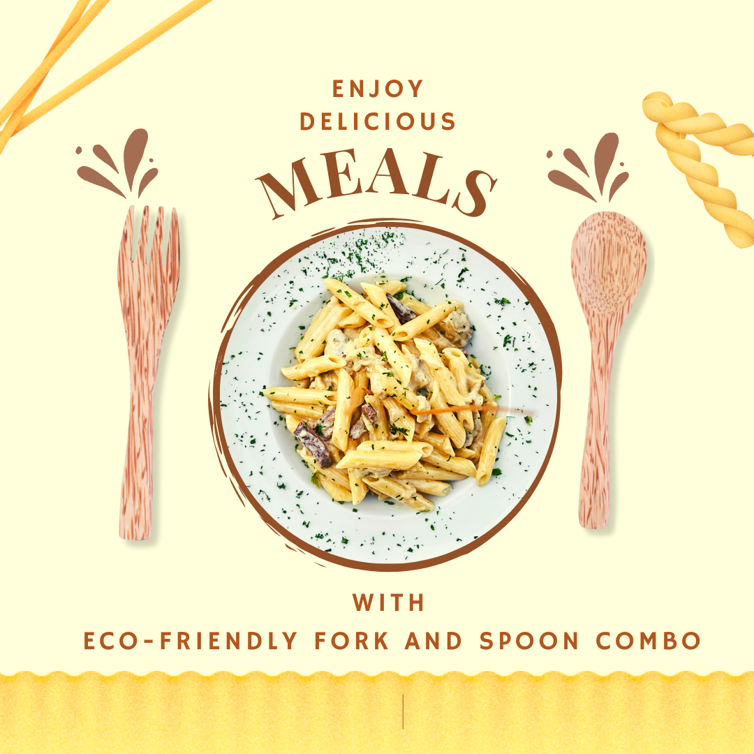 Eco-Friendly Wooden Fork and Spoon Combo - Sustainable & Stylish Tableware