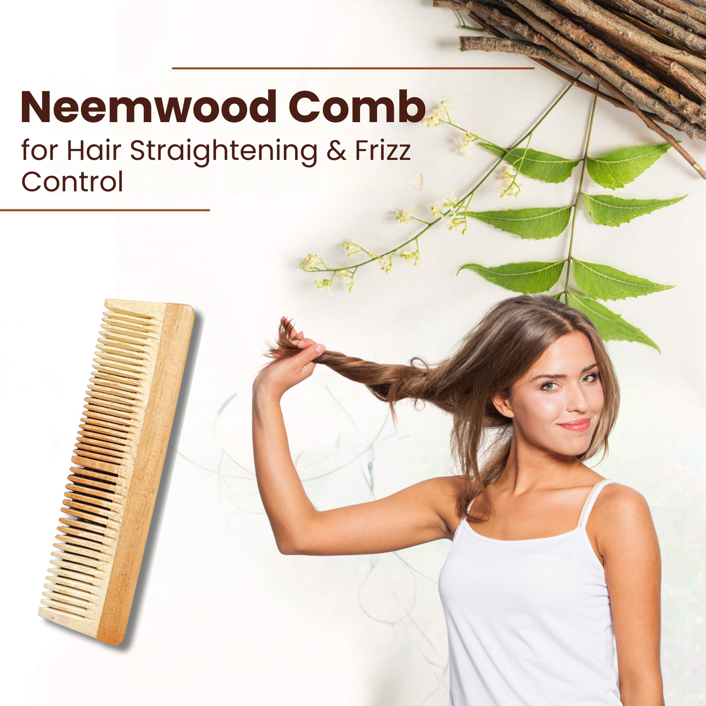 Wooden 4-Piece Comb Combo Set : Beard Comb,Handle Comb, Shampoo Comb, Lily Comb for Grooming & Styling