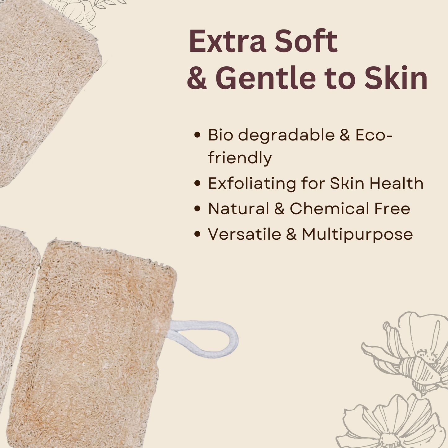 Rectangle Loofah | Natural Body Exfoliator for Smooth, Glowing Skin | Gentle & Effective