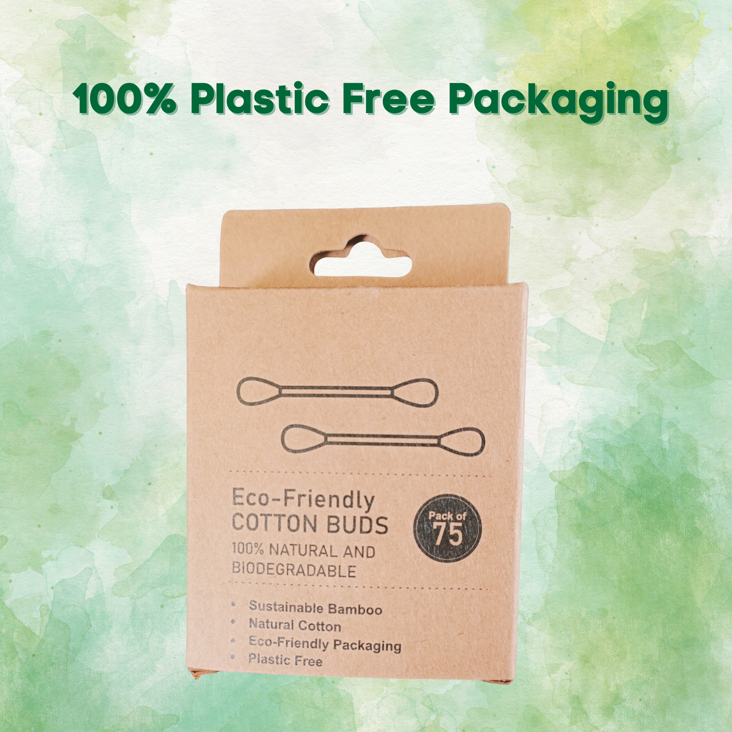 Eco Gree Cotton Ear Buds | Soft, Biodegradable, and Gentle for Everyday Use | 75 Buds