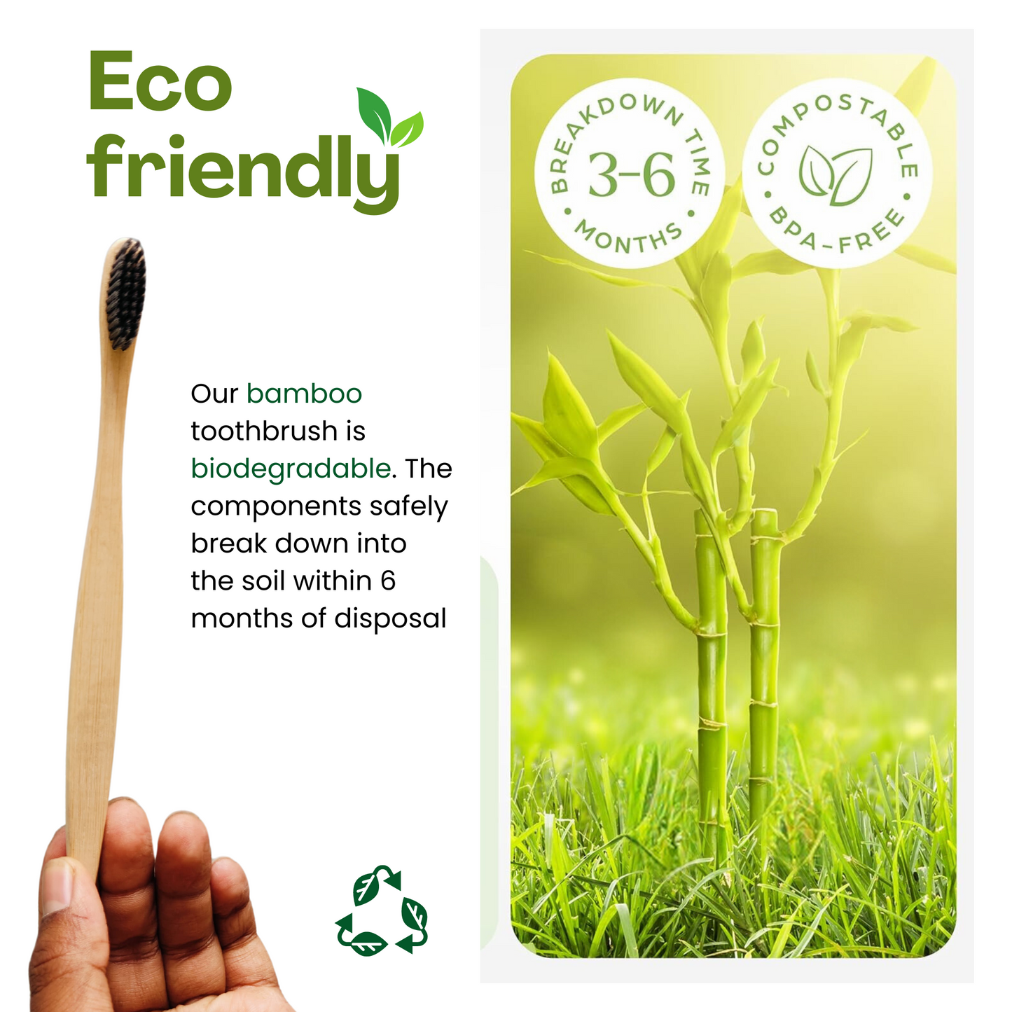 Eco-Friendly C Curve White Bamboo Toothbrush - Sustainable & Stylish Oral Care