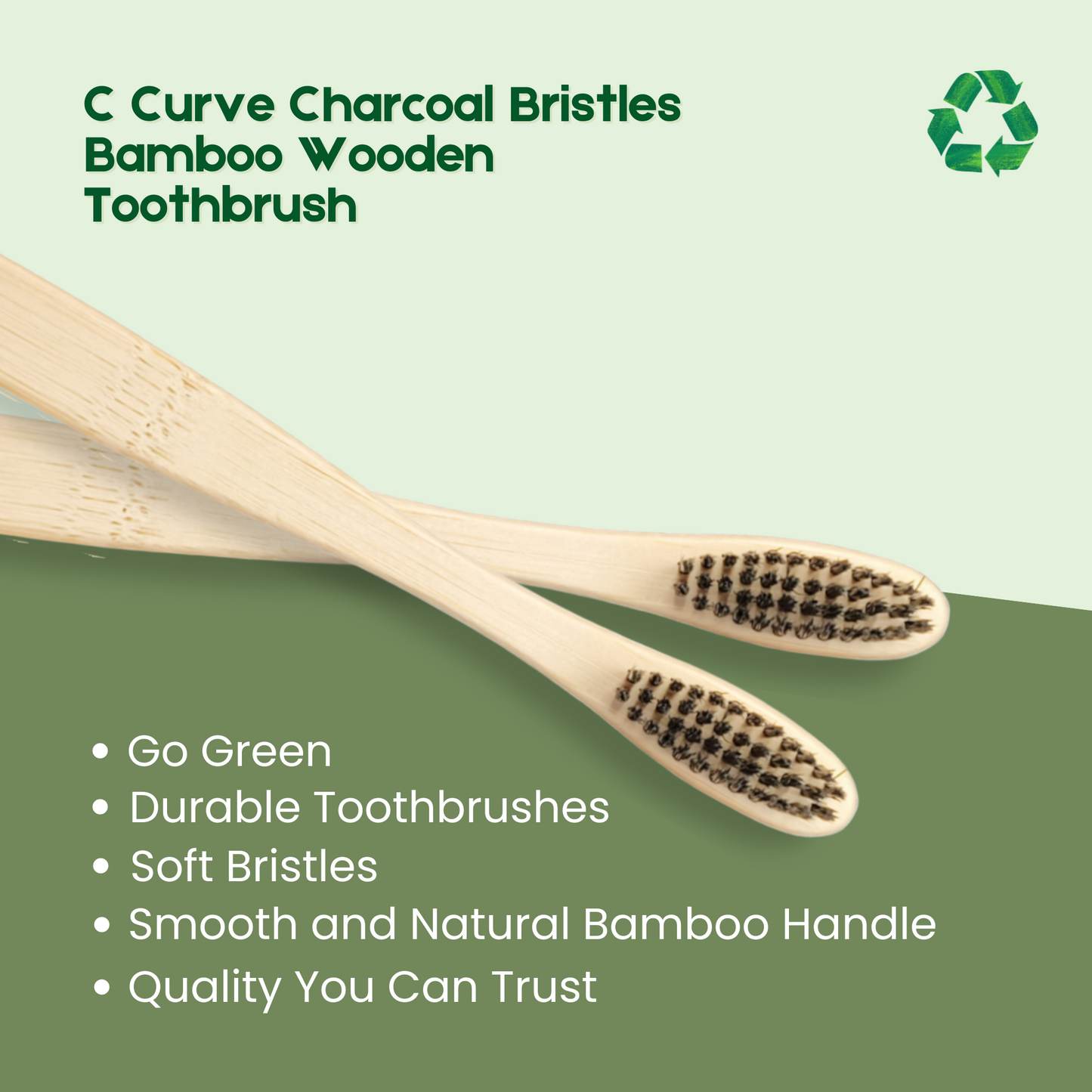 Eco-Friendly C Curve White Bamboo Toothbrush - Sustainable & Stylish Oral Care