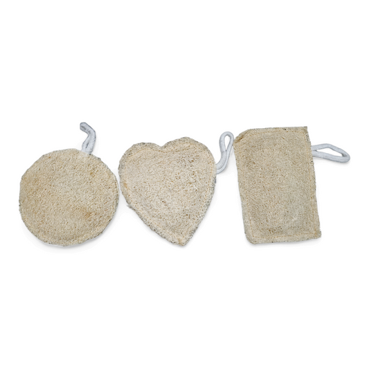 Natural Gourd Loofah Combo Set - Heart, Round & Rectangle Shape | Eco-Friendly & Gentle Exfoliation