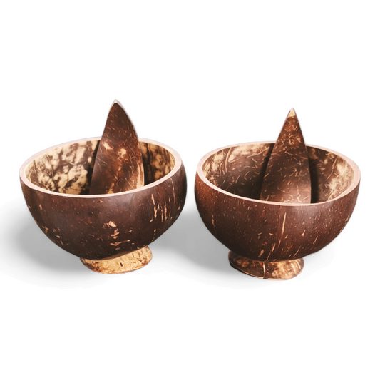 Coconut Shell Bowl with Spoon - 450ML | Natural Wooden Bowl Spoon Set | Eco-Friendly