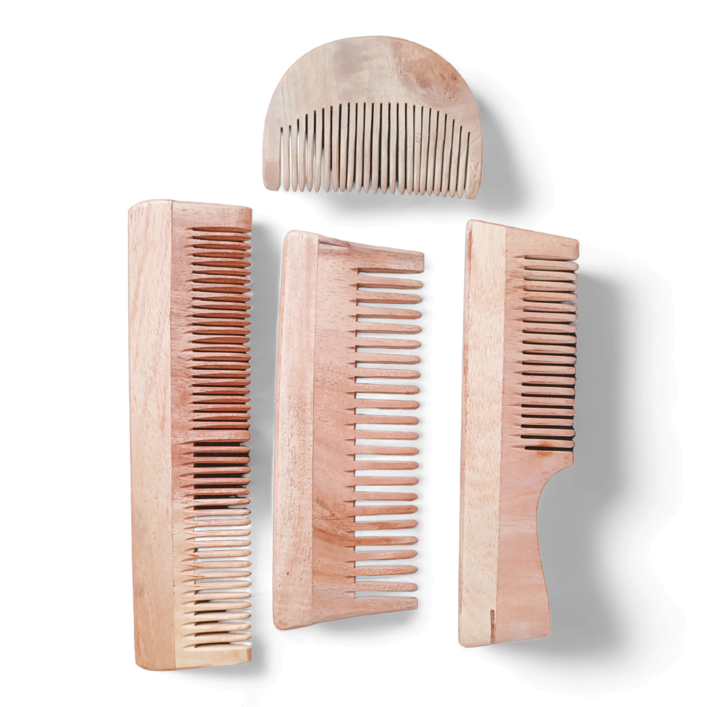 Wooden 4-Piece Comb Combo Set : Beard Comb,Handle Comb, Shampoo Comb, Lily Comb for Grooming & Styling